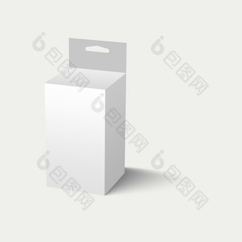 插图白色挂槽包装盒子孤立的白色背景合适的为你的项目元素设计