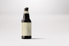 空白黑色的啤酒瓶模型标签孤立的黑暗酒精饮料瓶模拟啤酒节概念