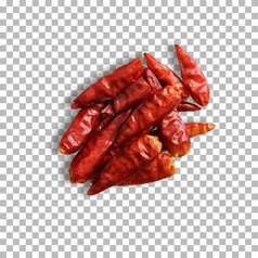 干红色的辣椒孤立的透明的背景