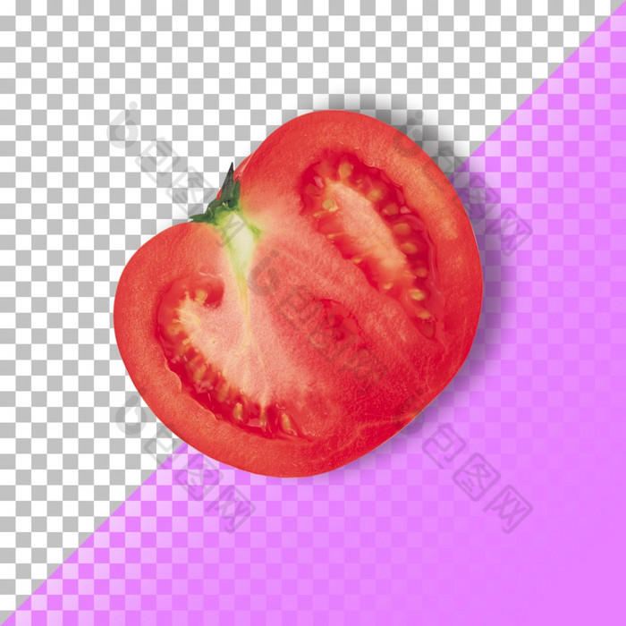 红色的新鲜的番茄片孤立的透明的背景PSD
