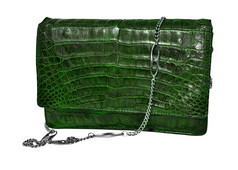 绿色鳄鱼真正的皮革手提包