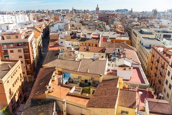 空中视图的老小镇瓦伦西亚西班牙从的托雷斯quart空中视图的老小镇瓦伦西亚西班牙