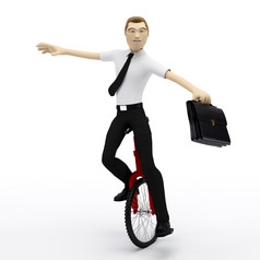 商人平衡独轮脚踏车概念上的业务插图白色背景
