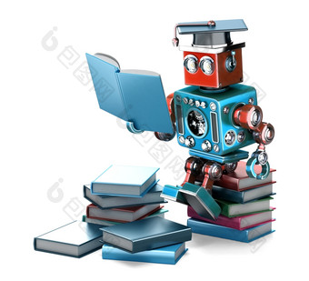 古董<strong>机器人</strong>阅读书<strong>教育</strong>概念孤立的包含剪裁路径古董<strong>机器人</strong>阅读书<strong>教育</strong>概念孤立的在白色包含剪裁路径