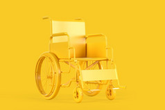空黄色的轮椅黄色的背景插图