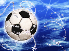 足球球的蓝色的天空与星星