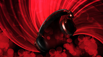 <strong>红色</strong>的耳机插图与<strong>红色</strong>的光<strong>红色</strong>的耳机插图与<strong>红色</strong>的灯黑色的背景