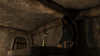 和尚牧师前面的交叉的地下室呈现和尚牧师前面的交叉的地下室