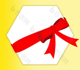 红色的礼物丝带弓黄色的背景
