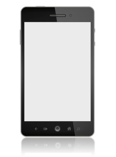 现代聪明的电话与空白屏幕孤立的白色包括剪裁路径为电话而且屏幕