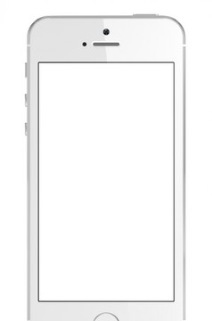 智能手机与空白屏幕白色背景