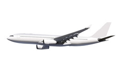 商业飞机白色背景与路径