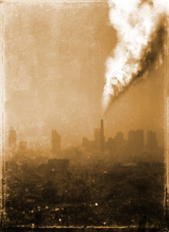 复古的照片大气空气污染从工厂