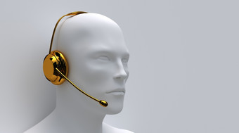 插图客户服务工人穿金头戴式耳机