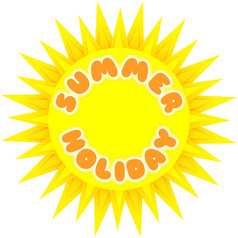 插图太阳与的单词夏天假期