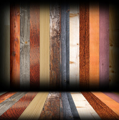 色彩斑斓的木木板房间室内建筑背景摘要空背景