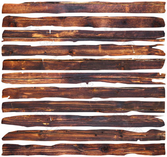 棕色（的）损坏的木板块孤立的在白色背景