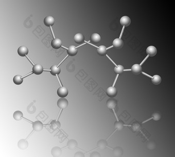 插图<strong>描绘</strong>分子结构概念与反射而且灰色梯度背景