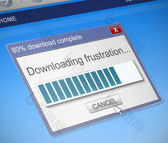插图描绘电脑对话框盒子与挫折概念