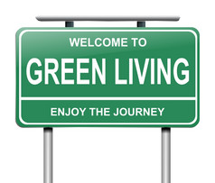 插图描绘标志与绿色生活概念