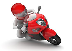 骑摩托车的人特写镜头孤立的白色背景字符系列