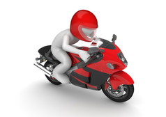 骑摩托车的人孤立的白色背景字符系列
