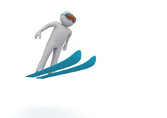 滑雪跳孤立的字符白色背景体育系列