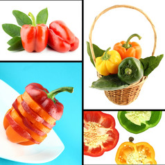 健康的而且有机食物集新鲜的色彩斑斓的甜蜜的贝尔胡椒