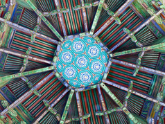 的华丽的装饰天花板露台的被禁止的城市北京画非凡的明亮的颜色