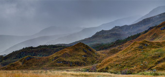 景观附近洞加里路高地苏格兰多雨的和多风的10<strong>月中</strong>午