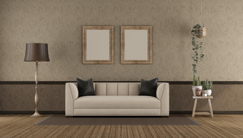 复古的interio与经典沙发对粉刷墙呈现复古的interio与<strong>班级</strong>沙发