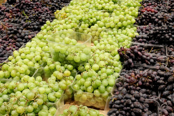 葡萄的超市蓝色的和绿色成熟的葡萄的超市