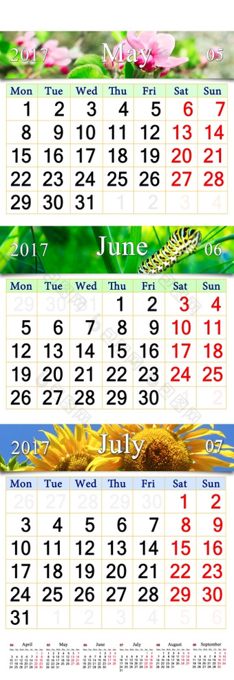 日历为五月6月7月与<strong>图片</strong>办公室日历为三个个月五月6月和7月与<strong>图片</strong>自然