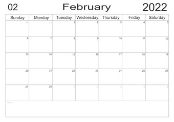 日历2月时间表与空白请注意为列表纸背景规划师2月空细胞规划师每月组织者日历列表信格式规划师2月空细胞规划师每月组织者日历