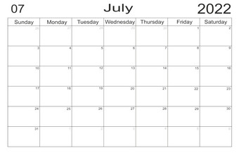 日历7月时间表与空白请注意为列表纸背景规划师7月空细胞规划师每月组织者日历周日开始一半信规划师7月空细胞规划师每月组织者日历