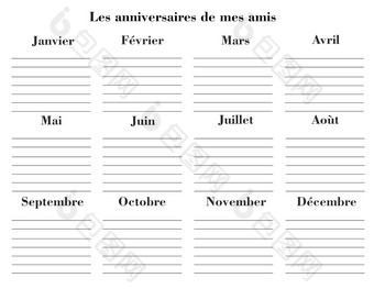 朋友生日规划师每年日历朋友生日法国语言空白请注意为列表规划师朋友生日法国空细胞规划师每月组织者朋友生日每年日历朋友生日法国语言