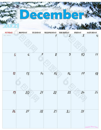 美丽的日历为12月与照片冬天公园首页规划师日历为印刷和使用办公室生活业务规划师办公室规划师日历12月日历为12月与照片冬天公园首页规划师