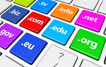 网站和互联网域的名字网络概念与域标志和文本色彩斑斓的电脑键