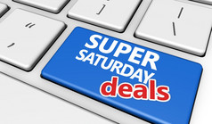 超级周六在线购物出售和交易概念与标志和文本电脑按钮键盘