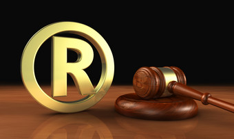 注册<strong>商标</strong>法律业务概念与金贸易马克象征和槌子插图