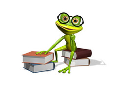插图好奇的青蛙眼镜与书