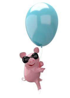 插图猪气球眼镜白色背景