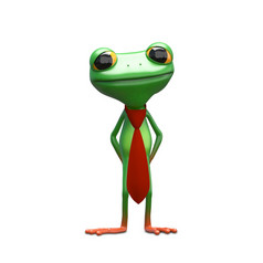 插图绿色青蛙与领带白色背景