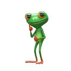 插图绿色青蛙与指出手指口白色背景