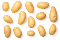 土豆孤立的白色背景平躺前视图