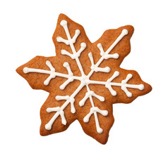 姜饼雪花饼干为圣诞节孤立的白色背景前视图