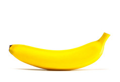 单黄色的铺设香蕉孤立的白色