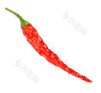 干红色的热辣椒胡椒孤立的白色背景干红色的热辣椒胡椒