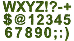 绿色草类型集与信符号和数字