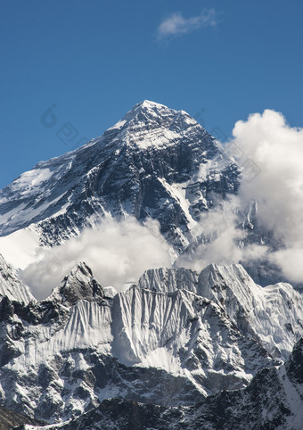 珠穆朗玛峰峰会捕获从五京峰喜马拉雅山脉徒步旅行尼泊尔